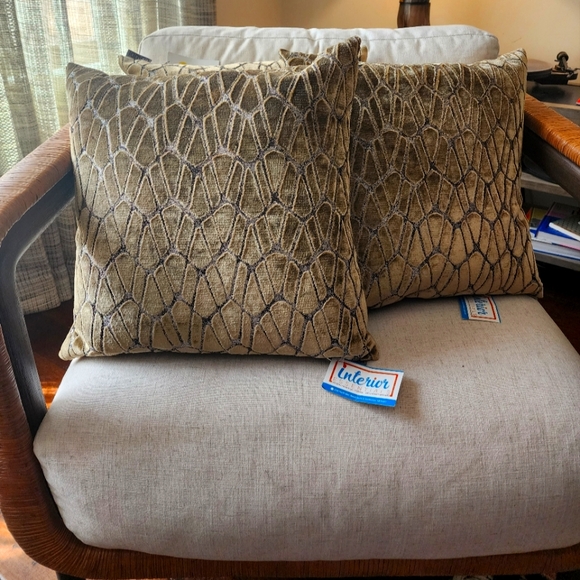 Set of 3 Gold Bronze Velvet Accent Decorative Pillows 18" - Picture 2 of 5